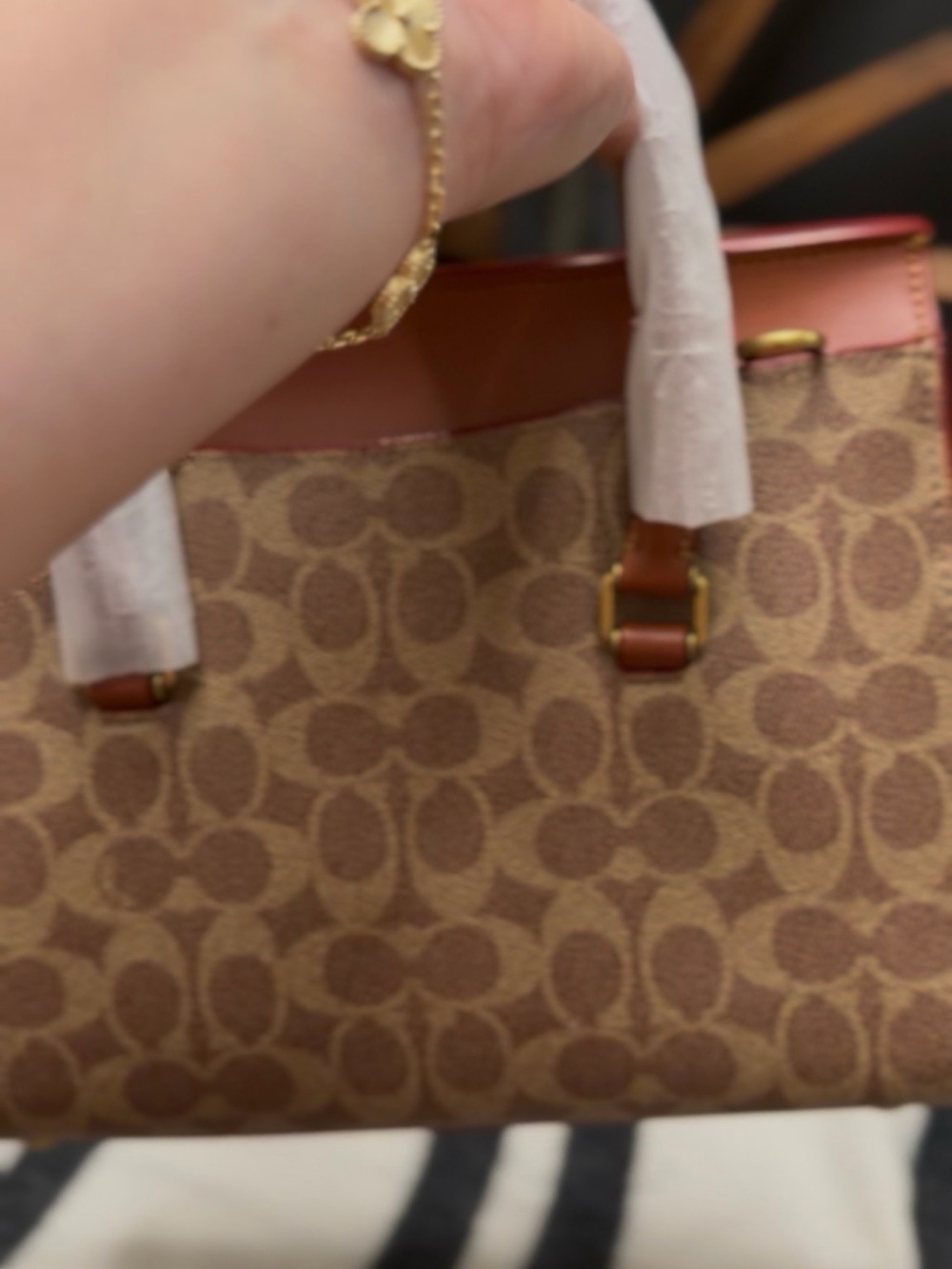 Coach Brown Signature Canvas Satchel with brown Leather Flap - Picture 5 of 7
